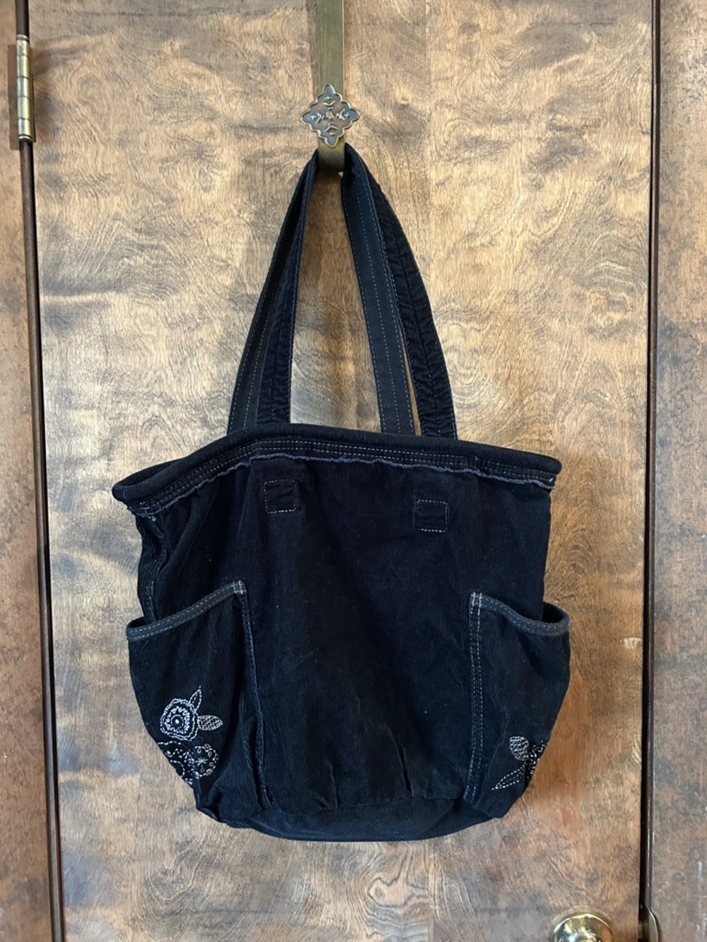 Thirty One Retro Metro Tote Bag black corduroy